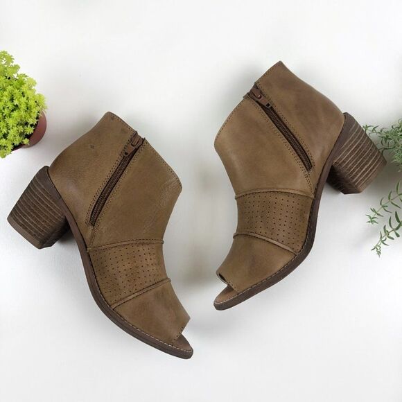 Roan Katherine Open Toe Tan Leather Heel Bootie - Picture 2 of 7